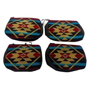Southwestern Native American Style Pouch Cosmetic Bag Zipper Clutch Lot of 4